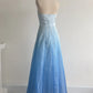 NiceVestidos-Blau und weiß exquisite floral mode gradienten tube top lange bodenlange ballkleid abschluss kleid nv5523