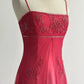 Robe de soirée longue en tulle, élégante et élégante, avec broderies et perles, bretelles spaghetti, rouge, nv3980