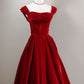 Red vintage fashion wide straps long velvet elegant ball gown evening dress party dress nv3394