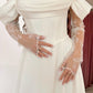 Cream Satin Off-the-Shoulder Lace Sleeve Slit Floor-Length Elegant Wedding Dress NV6232