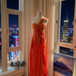 Vibrant Orange Matte One-Shoulder Twist Knot Backless Gown - Luxury Sash Draped Maxi Dress NV6783