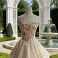 Red & White Contrast Lace Lace-Up Puff Dress - Gentle Style Birthday Party Gown  NV6788