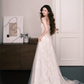 Square Neck Spaghetti Strap Embroidery A Line Wedding Dress Bridal Gown  NV7271