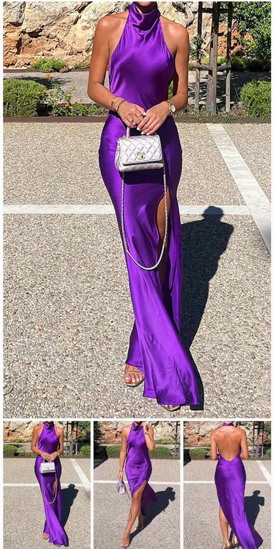 Elegantes lila rückenfreies Ballkleid lila Hochzeitsgast-Kleidung Abendkleid Partykleid nv1851