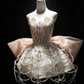 Ivory Strapless Sweetheart Cage Skirt Dress Crystal Chain Tassel Big Champagne Bow Back Runway Prom Gown  NV6934