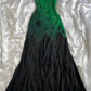 Robe de soirée longue en mousseline de soie, verte, brillante, à bretelles spaghetti, avec perles exquises, robe de bal, robe de soirée nv3577