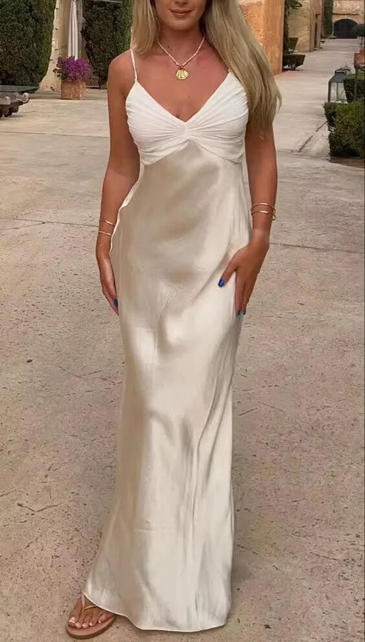 Champagne Shiny Elegant Long Fashion Satin Spaghetti Strap Birthday Party Dress Mermaid Ball Gown Evening Dress Prom Dress nv3950