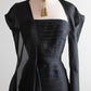 NiceVestidos - Robe de cocktail d'anniversaire noire en satin plissé, sans bretelles, en mousseline, manches courtes, longueur genou, NV5808