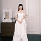 Sweetheart Strapless Bridal Gown, High Waist Draped Flowy Wedding Dress  NV7261