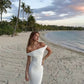 Weißes schlichtes elegantes schulterfreies langes Kleid Ballkleid Urlaubskleid Partykleid nv1829