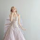 Light Lavender Strapless Prom Gown Beaded Tassel Sequin Big 3D Tulle Bow A Line Sparkly Evening Dress  NV7162