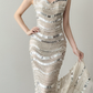 Strapless Sweetheart Mermaid Prom Dress Silver Beaded Sequins Gown  NV7117