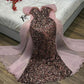 Light Pink/Dark Pink Gorgeous Exquisite Shiny Sequins Elegant Long Tulle Ball Gown Evening Dress nv3171