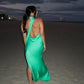 Robe de soirée longue en satin, verte, simple, élégante et à la mode, robe de bal, robe de soirée, robe de soirée, robe d'invité de mariage, nv3938