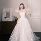 Strapless Sweetheart 3D Flower A Line Wedding Gown with Bow Sash  NV7345