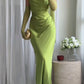 NiceVestidos - Robe de bal verte simple et élégante, nouée dans le dos, robe d'invitée de mariage tendance NV5847