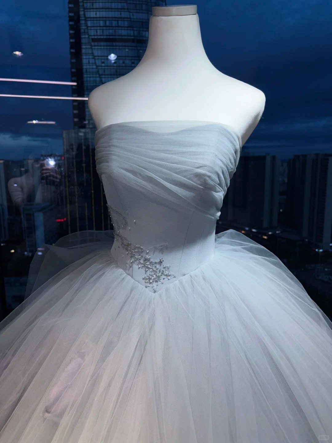 Strapless Off White Princess Ball Gown Ruched Tulle 3D Pink Rose Formal Wedding Prom Dress  NV6982