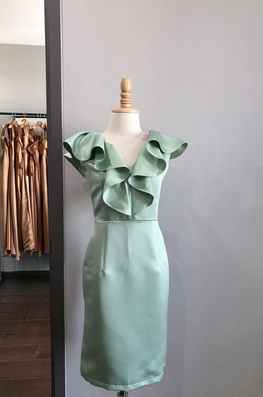 Grünes, schlichtes, elegantes, langes Satin-Ballkleid, Abendkleid, Hochzeitskleid für die Mutter der Party, Brautjungfernkleid, Ballkleid, NV3890