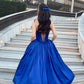 Blue stylish elegant off-the-shoulder long impressive ball gown party dress evening dress ribbons galore dress to impress nv2578