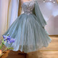 Grünes, exquisites, kurz-/mittellanges Homecoming-Kleid mit Blumenapplikationen, Ballkleid, Abendkleid, NV4211