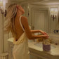 Light Yellow Pearl Halter Backless Elegant Evening Dress Ball Gown Party Dress nv1858