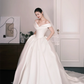 Off Shoulder Satin Ballgown Wedding Dress, Classic Simple Bridal Gown  NV7335