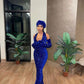 Blue Shiny Sequins Elegant V Neck Long Ball Gown Evening Dress Party Dress With Gloves nv3240