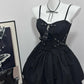 Robe de soirée courte en mousseline de soie, noire, vintage, élégante, mignonne, cool, douce, robe de bal, robe de soirée, robe de fête d'anniversaire, robe de bal nv4050