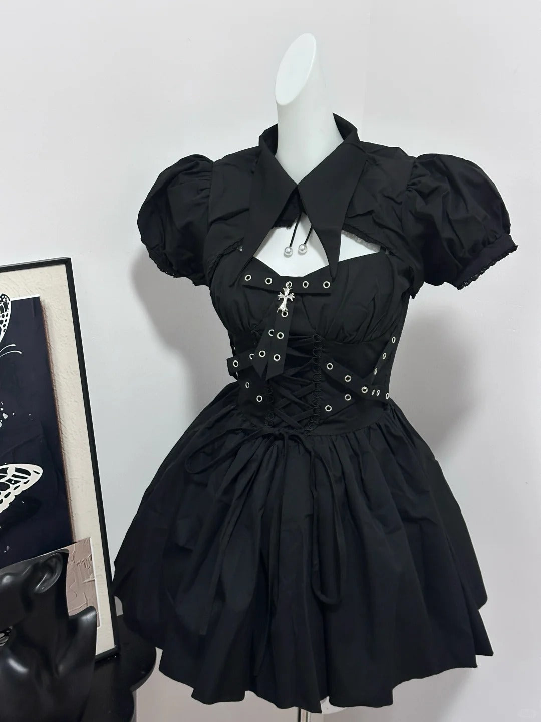 Robe de soirée courte en mousseline de soie, noire, vintage, élégante, mignonne, cool, douce, robe de bal, robe de soirée, robe de fête d'anniversaire, robe de bal nv4050