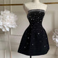 Schwarzes süßes elegantes Tube Top mit Strass verziertes kurzes Mini Homecoming Kleid Geburtstagsparty Kleid nv2770
