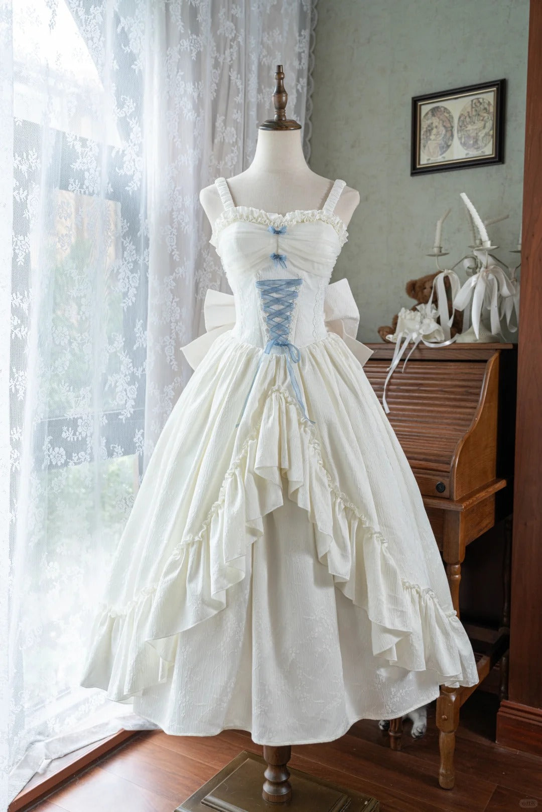 Weißes süßes Schleifen-langes Satin-Chiffon-Ballkleid Abendkleid Geburtstagskleid Erwachsenenkleid nv4195