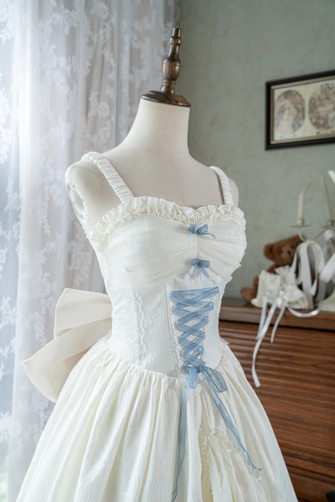 Weißes süßes Schleifen-langes Satin-Chiffon-Ballkleid Abendkleid Geburtstagskleid Erwachsenenkleid nv4195