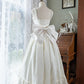 Weißes süßes Schleifen-langes Satin-Chiffon-Ballkleid Abendkleid Geburtstagskleid Erwachsenenkleid nv4195