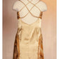 Gold Floral Elegant Long Satin Prom  Dress Evening Dress Party Dress nv4696