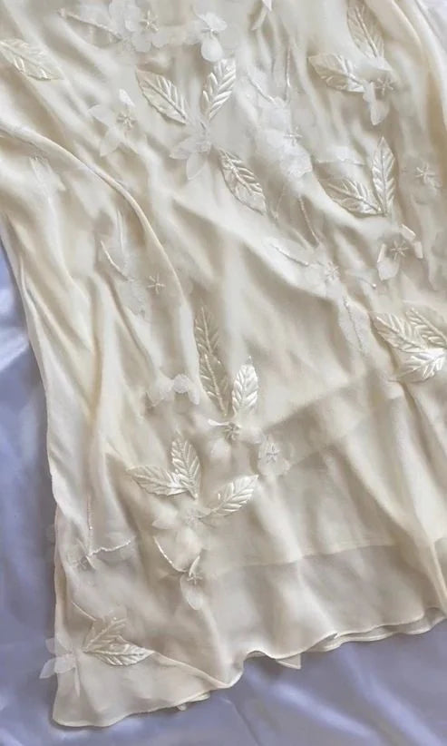 Robe de soirée longue en mousseline de soie, élégante, jaune clair, à bretelles florales, nv3519