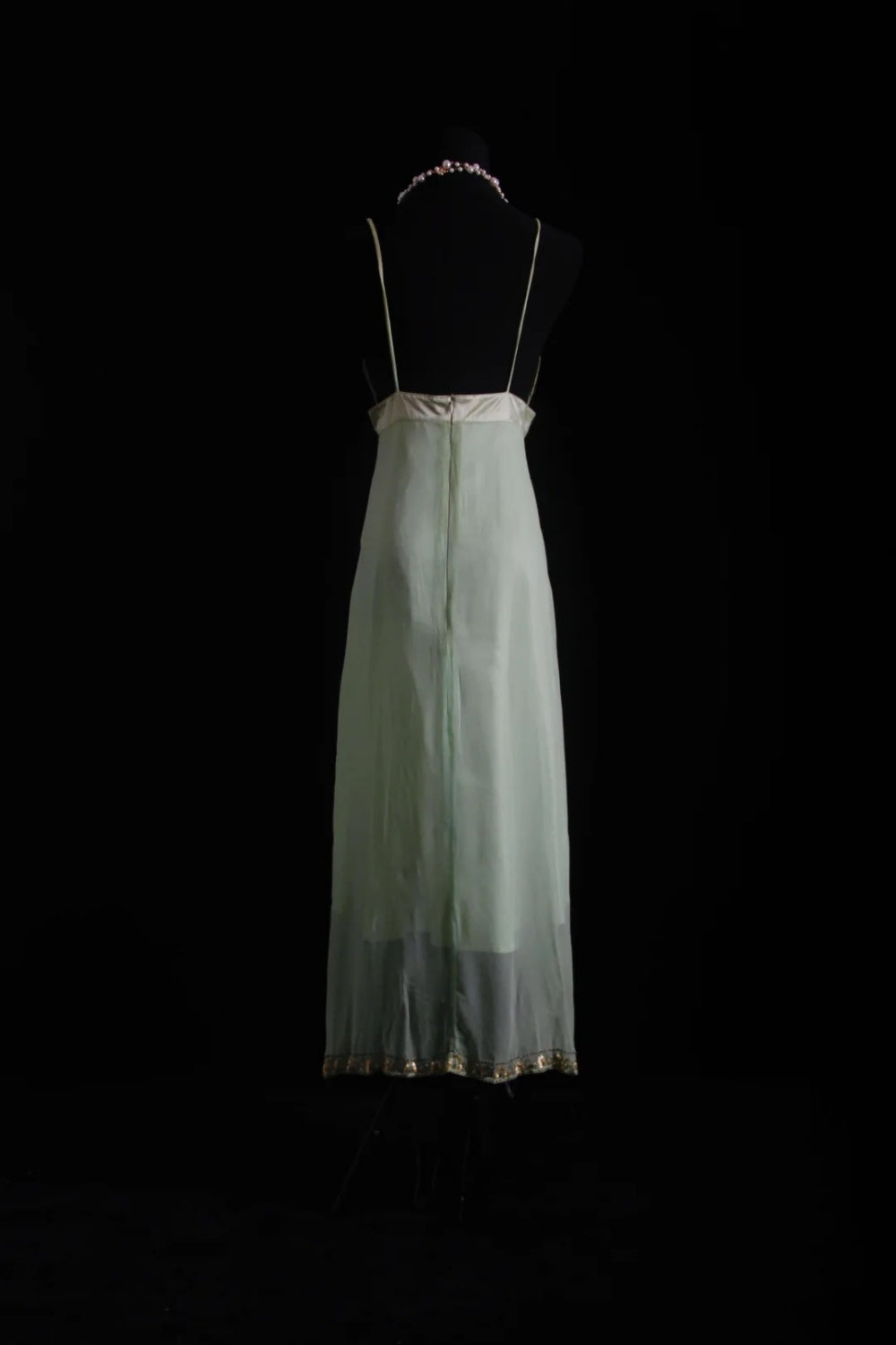 NiceVestidos – Traumhaftes, handgefertigtes, mit Perlen besetztes, jetzt im Trend liegendes, luxuriöses, märchenhaftes, mintgrünes Chiffon-Kleid mit Perlen und Vogelapplikation, Spaghettiträgern, schmalem, langem Ballkleid NV5792