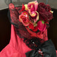 Red floral lace tulle floor-length ball gown nv5170