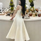 NiceVestidos - Robe de soirée mi-longue, robe d'anniversaire, robe blanche douce en satin NV5670
