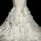 Elfenbeinweiß Elegant Exquisite Lange Tüll Meerjungfrau Schlank Bodenlangen Schleppe Ballkleid Abendkleid Partykleid Brautkleid nv4135