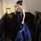 Robe de soirée sirène bleue à volants, tenue de soirée légère et luxueuse, idéale pour les petites personnes, nv4543