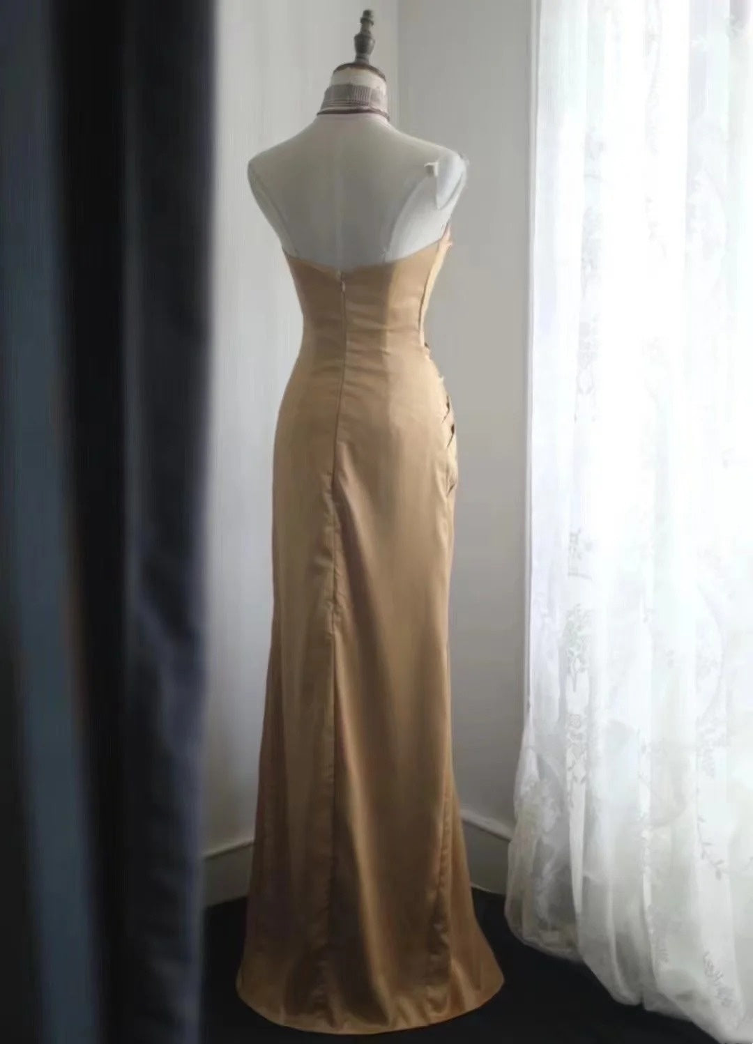 Langes, formelles Retro-Kleid aus Satin NV6586