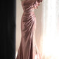 Rosa Perlen Elegantes Langes Satin Bodenlanges Ballkleid Abendkleid Partykleid nv4187