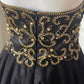 Robe de soirée vintage courte à perles noires et dorées, robe de soirée d'anniversaire nv4711