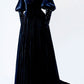 Navy blue vintage elegant half turtleneck exquisite beaded long velvet ball gown evening dress nv3376