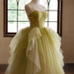 A-Linie, herzförmiger Ausschnitt, langes grünes Ballkleid aus Tüll, langes grünes Abendkleid nv1871