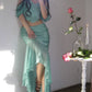 Blue romantic elegant two piece suit long evening dress ball gown nv2639