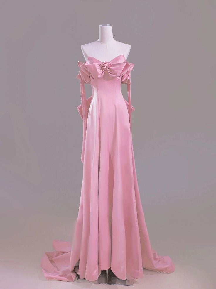 Pink Elegant Fashion Long Satin Prom Dress Evening Dress Party Dress nv3757