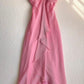 Pink Sweetheart Suspender Ruffle Ribbon Vintage Chiffon Long Ball Gown Evening Dress Party Dress nv2592