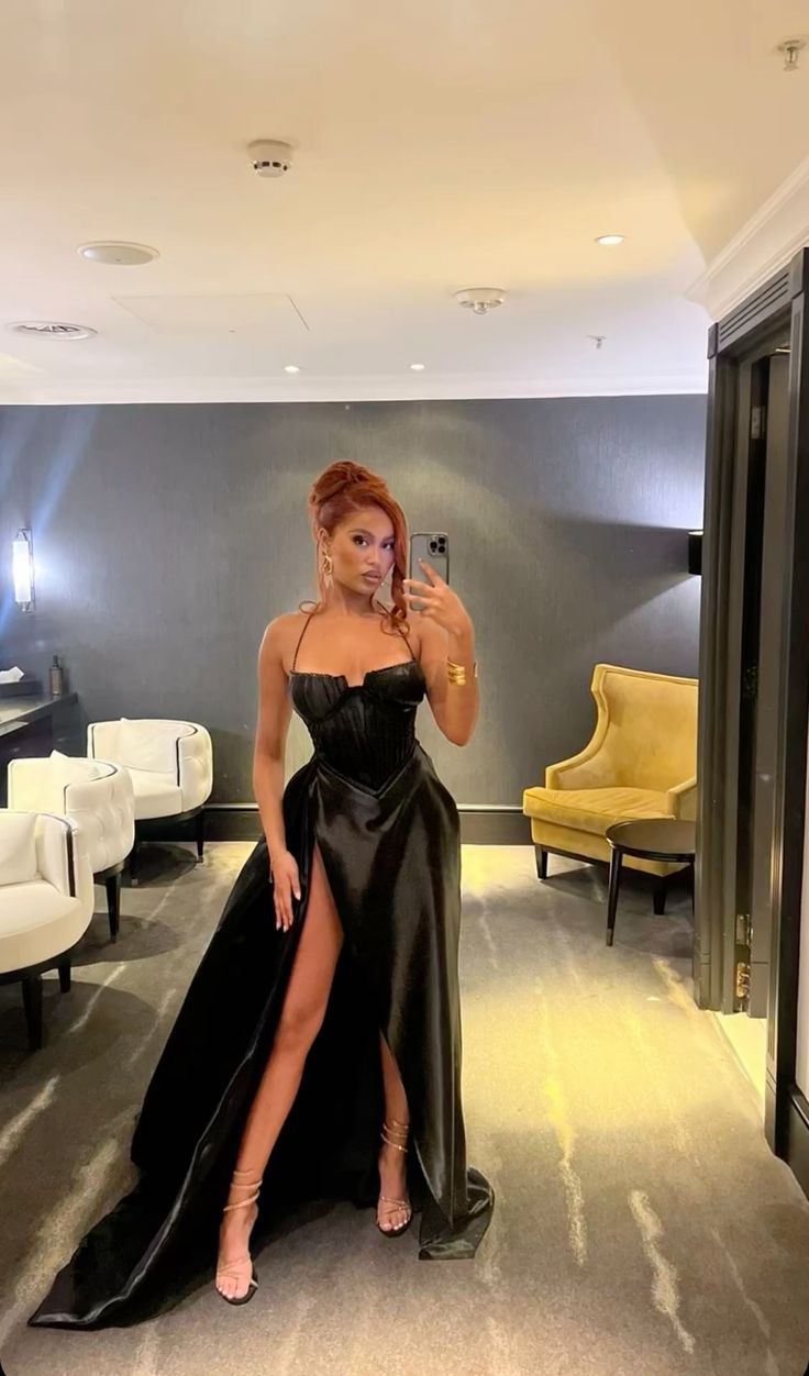 Black fashion unique design spaghetti straps long slit sexy satin ball gown evening dress nv2957