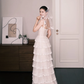 Tiered Cake Skirt Tulle Wedding Dress High Neck Bridal Gown  NV7272